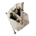 Sac porte bouteille en coton avec poignées bois fabriqué en France pour 6 bouteilles de vin eau jus soda