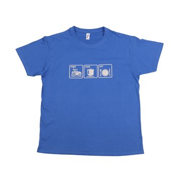 T-shirt 3XL Farm Cook Eat Tom Press bleu sérigraphie grise