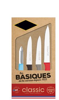 Coffret 4 couteaux de cuisine inox manche moulé en couleur fabriqués en France